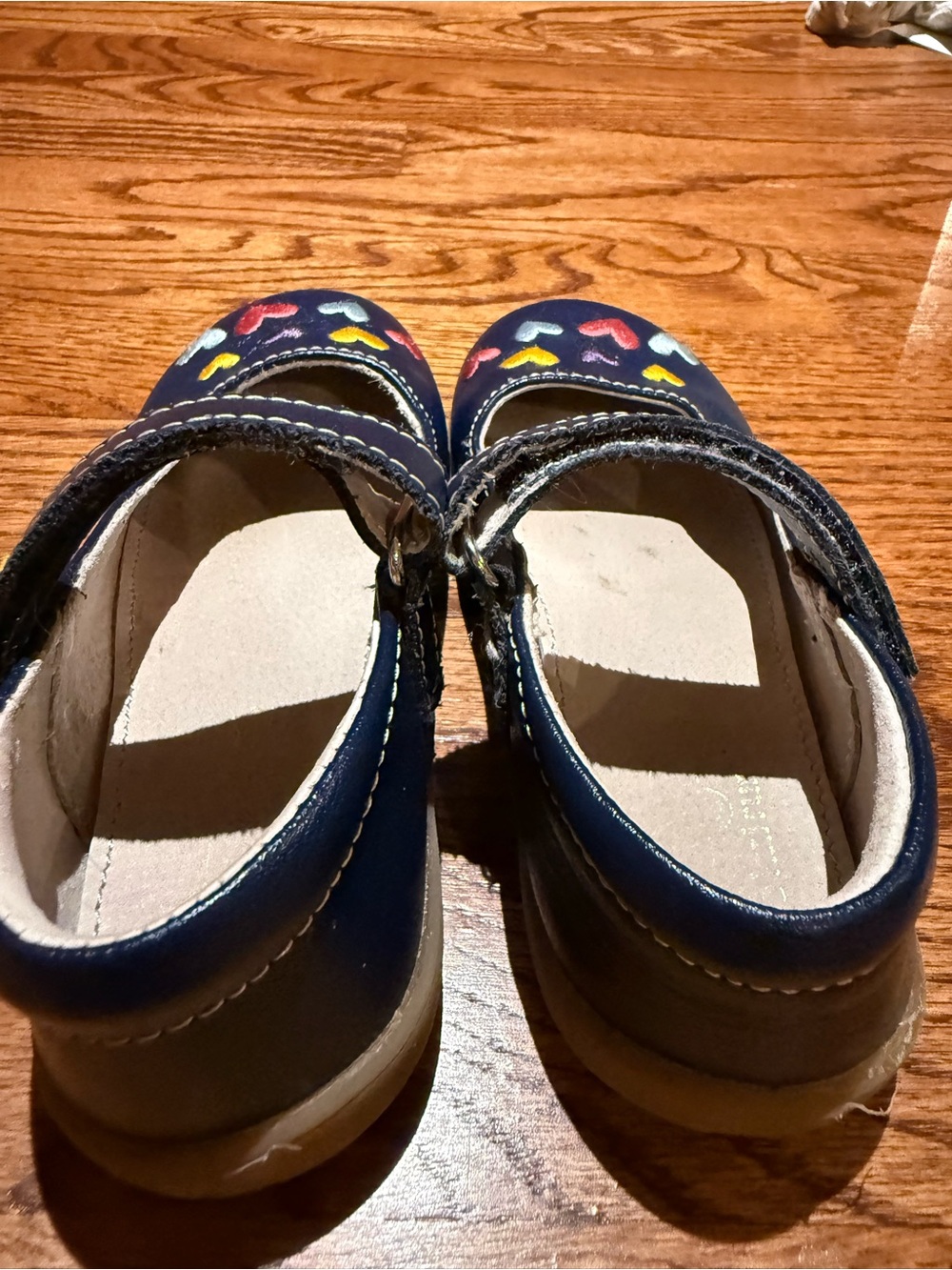 See Kai Run Ginny Navy Mary Jane Shoes with Embroidered Hearts Sz 11 - Picture 9 of 11